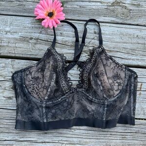 Victoria Secret Very Sexy Unlined Plunge Black Lace Bra 34C